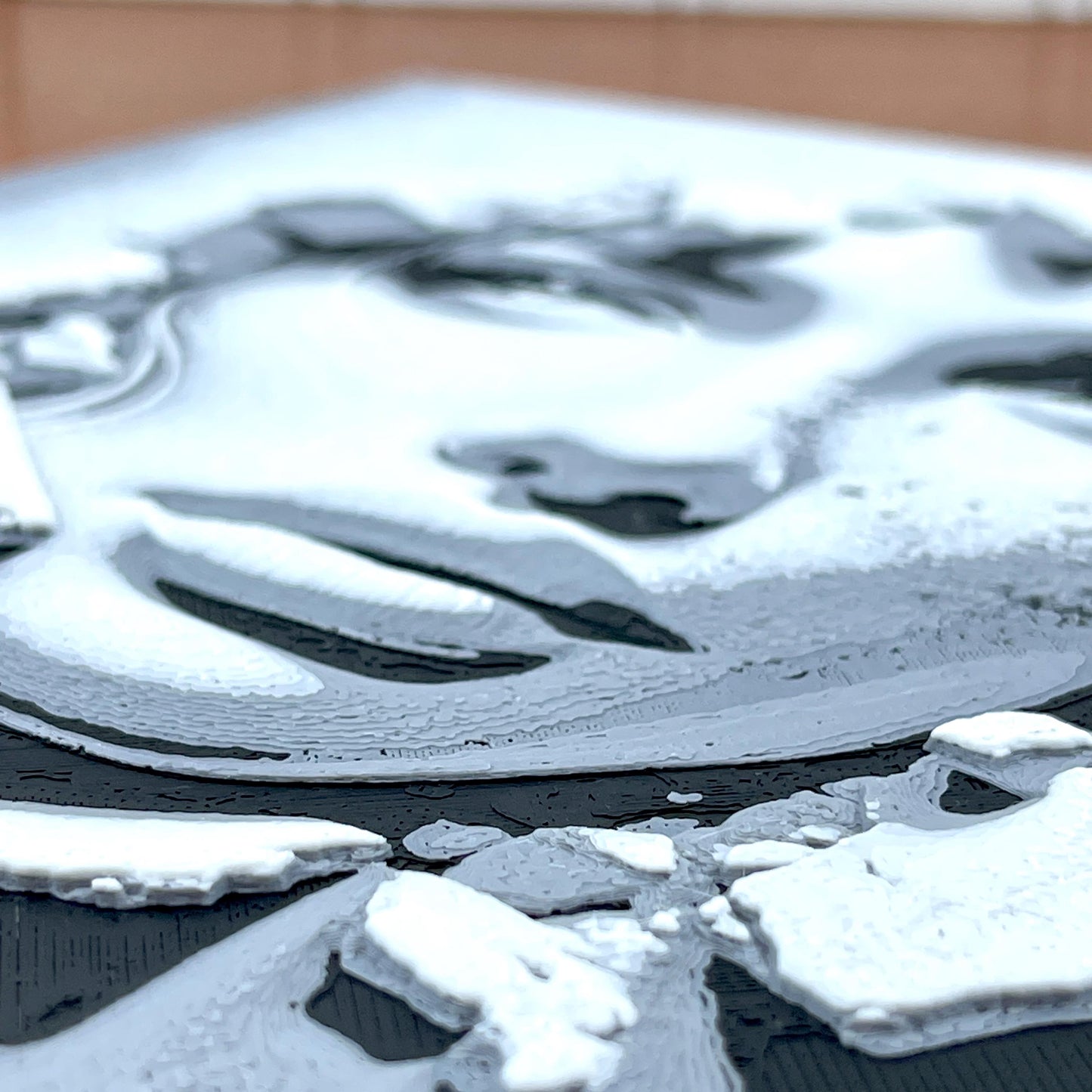 Hueforge Wall Art, Face in the Wall, Striking Monochrome,  Woman’s Face Breaking Through, Textured 3D Art