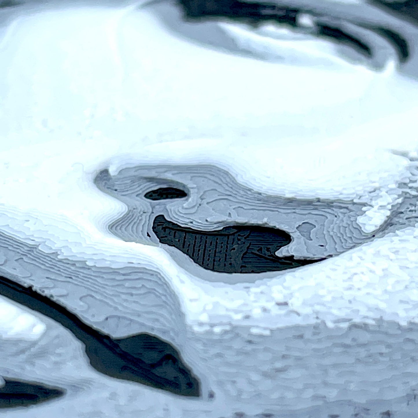 Hueforge Wall Art, Face in the Wall, Striking Monochrome,  Woman’s Face Breaking Through, Textured 3D Art