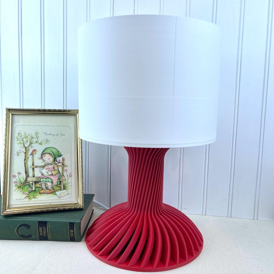 Ridged Table Lamp, Desk Lamp and Shade, Bedside Lamp