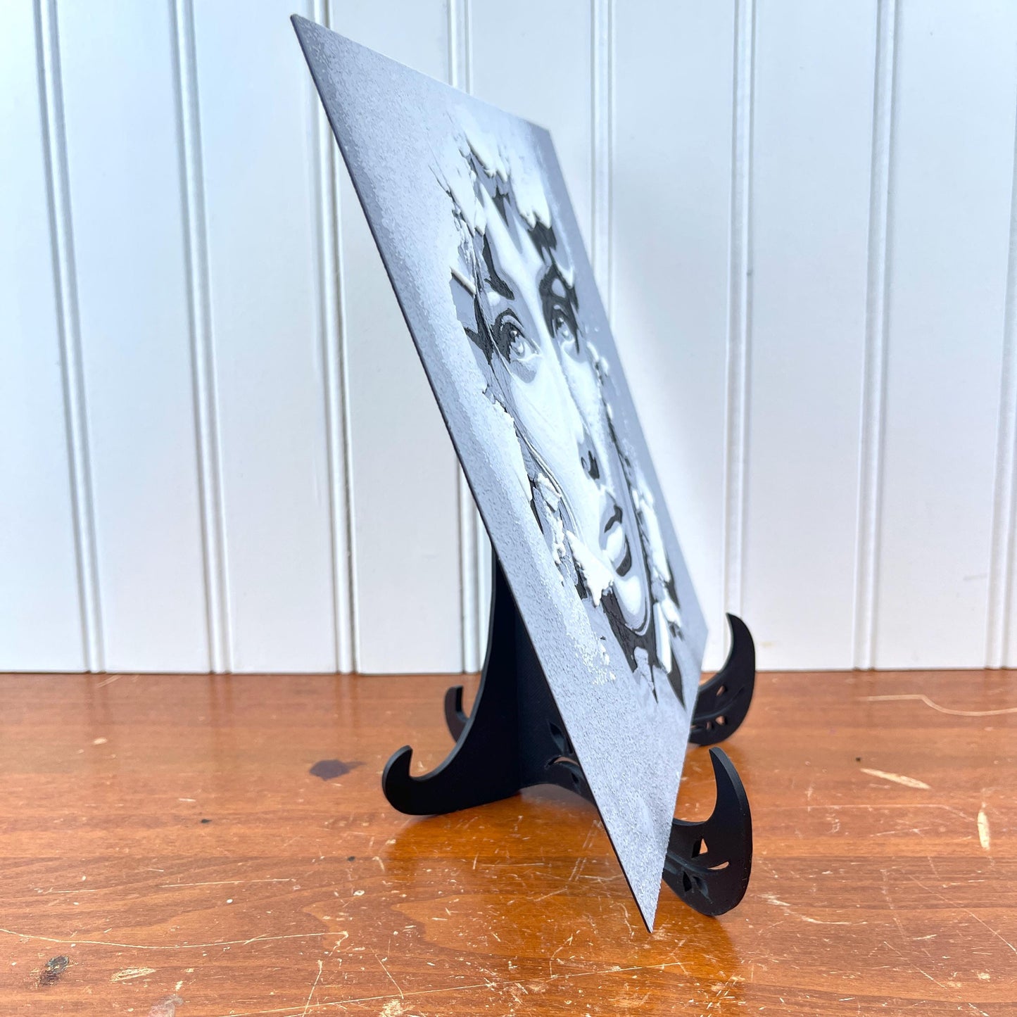 Hueforge Wall Art, Face in the Wall, Striking Monochrome,  Woman’s Face Breaking Through, Textured 3D Art