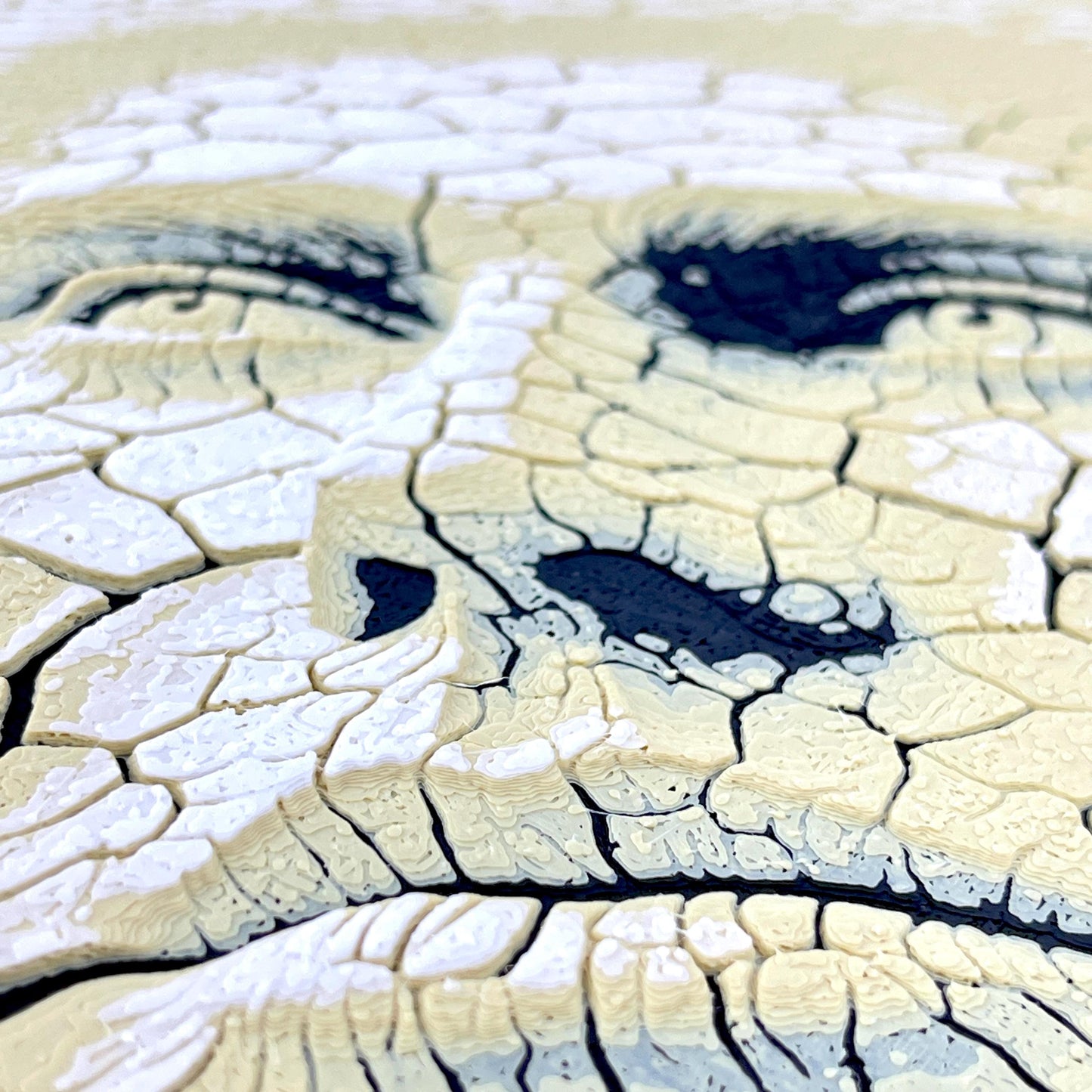 Hueforge Wall Art, Face in the Desert, Surreal Cracked Earth Face Texture