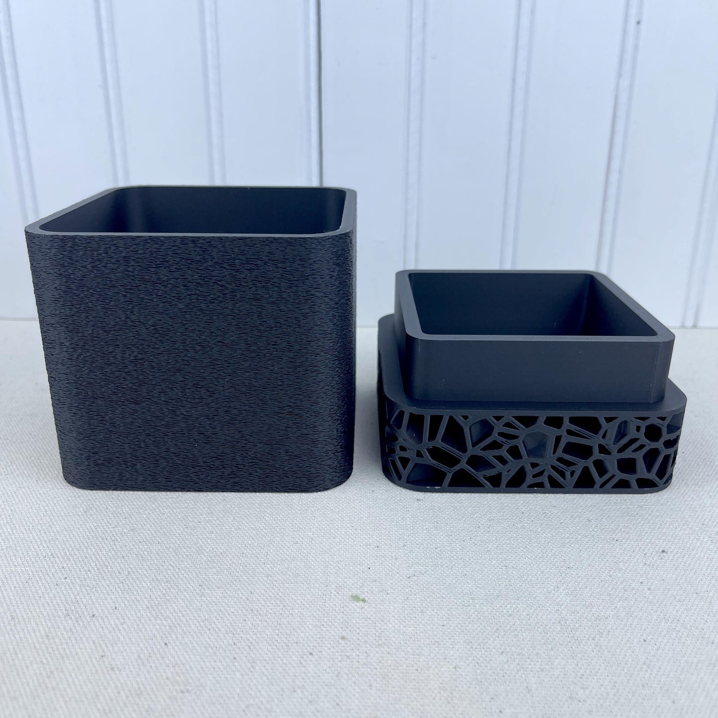 Vori Square Planter, Indoor Planter with Decorative Base, Tabletop Textured Flower Pot