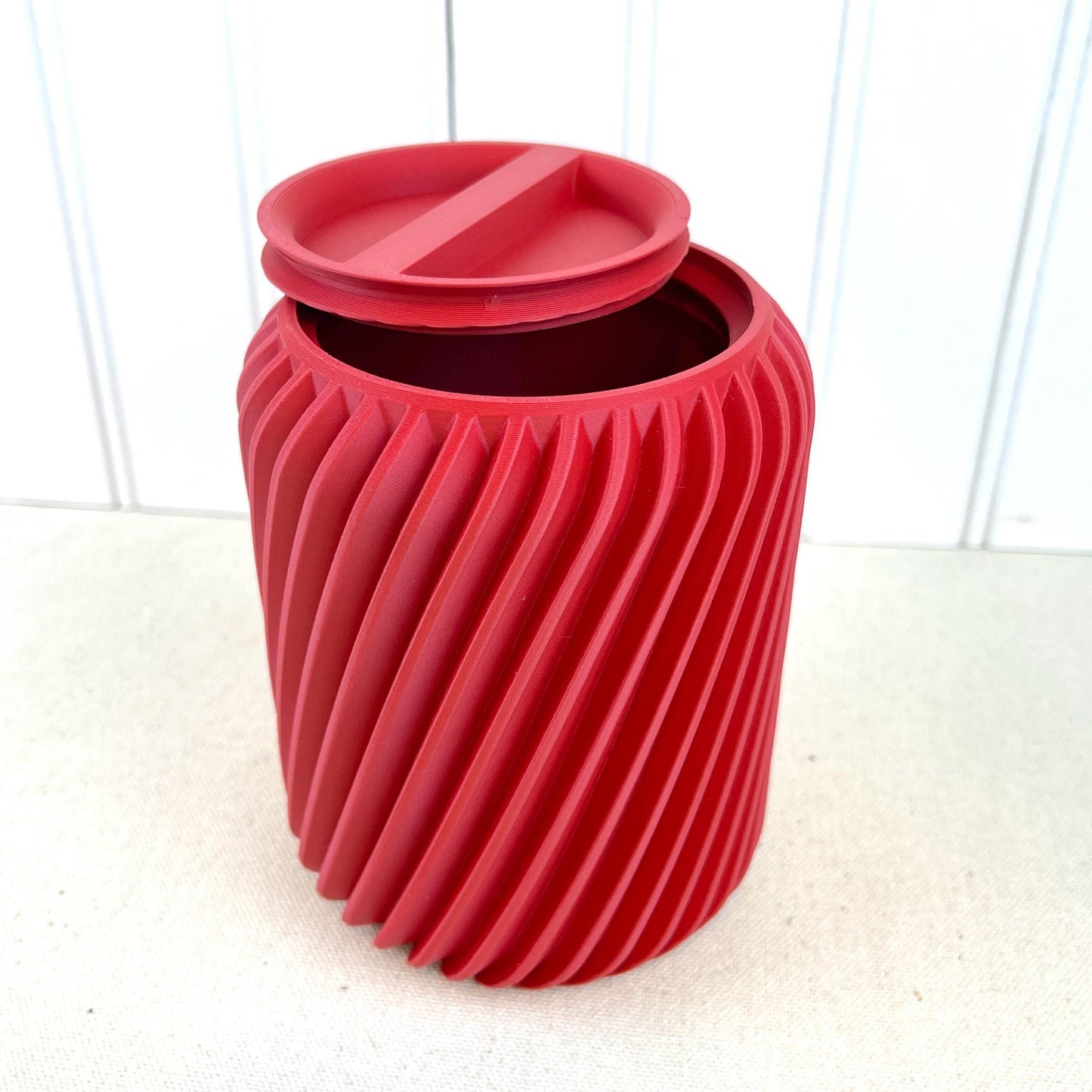 Ridged Storage Container, Swirl Lidded Storage Container