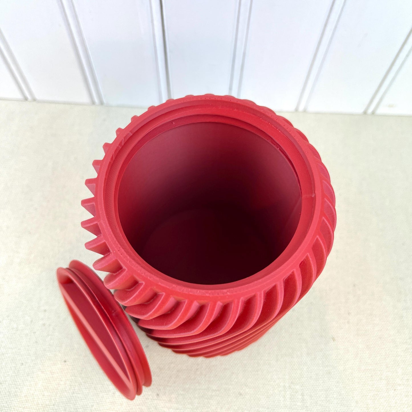 Ridged Storage Container, Swirl Lidded Storage Container