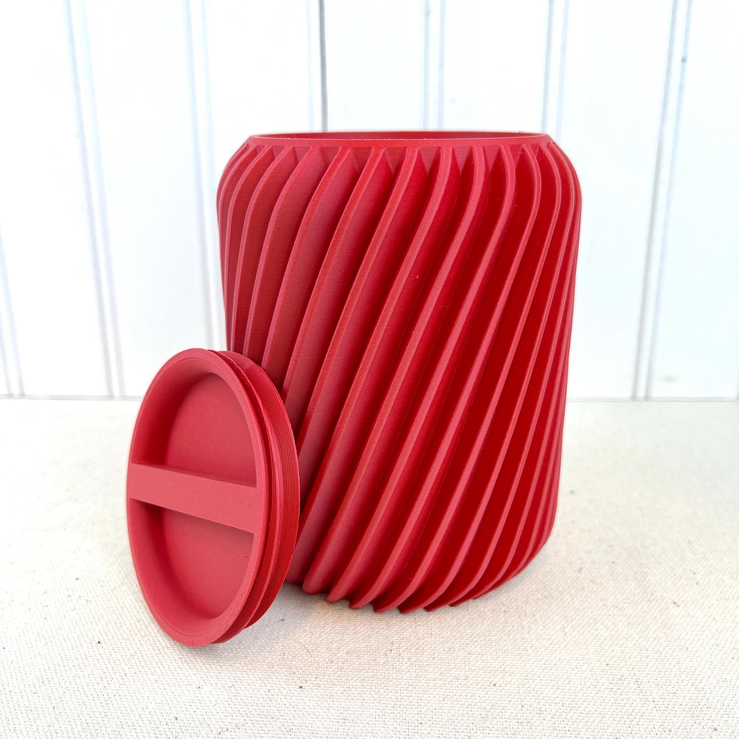 Ridged Storage Container, Swirl Lidded Storage Container