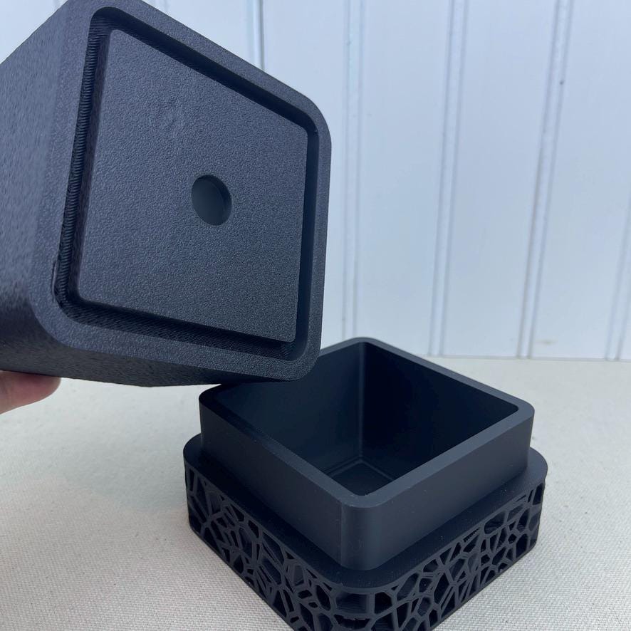Vori Square Planter, Indoor Planter with Decorative Base, Tabletop Textured Flower Pot