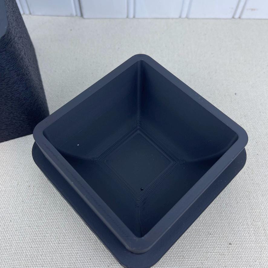Vori Square Planter, Indoor Planter with Decorative Base, Tabletop Textured Flower Pot