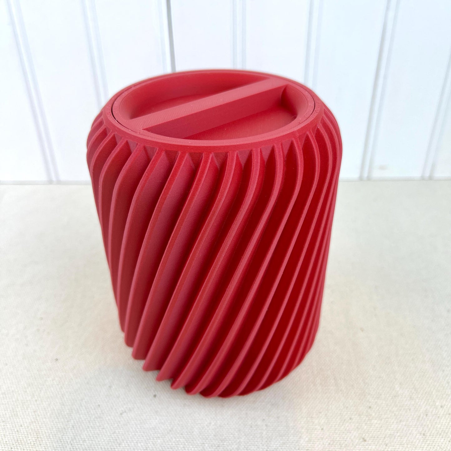 Ridged Storage Container, Swirl Lidded Storage Container