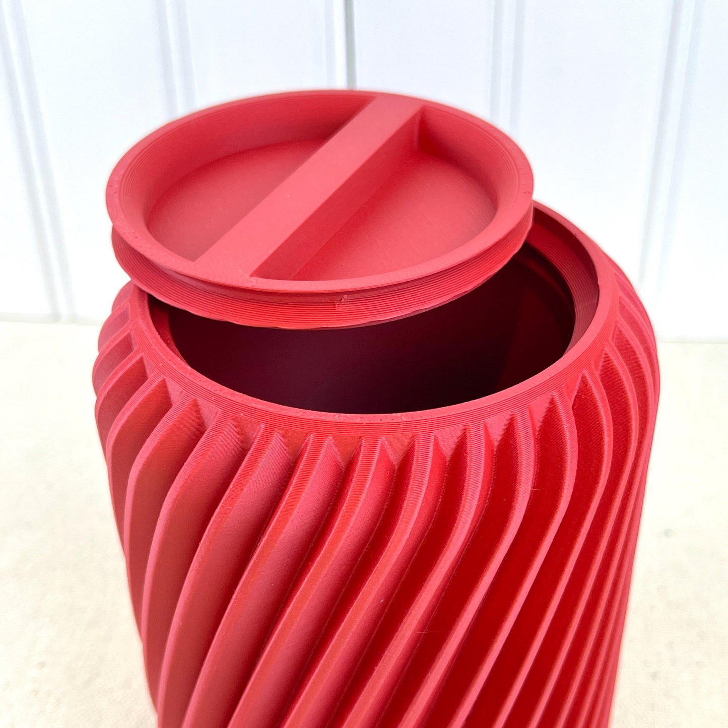 Ridged Storage Container, Swirl Lidded Storage Container