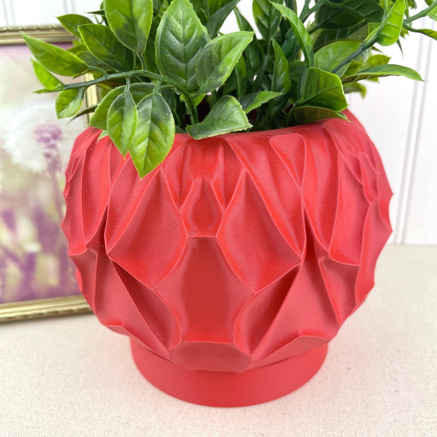 Modern Geometric Planter Pot, Vessel Planter Pot, Small Indoor Flower Pot, Modern Planter with Saucer