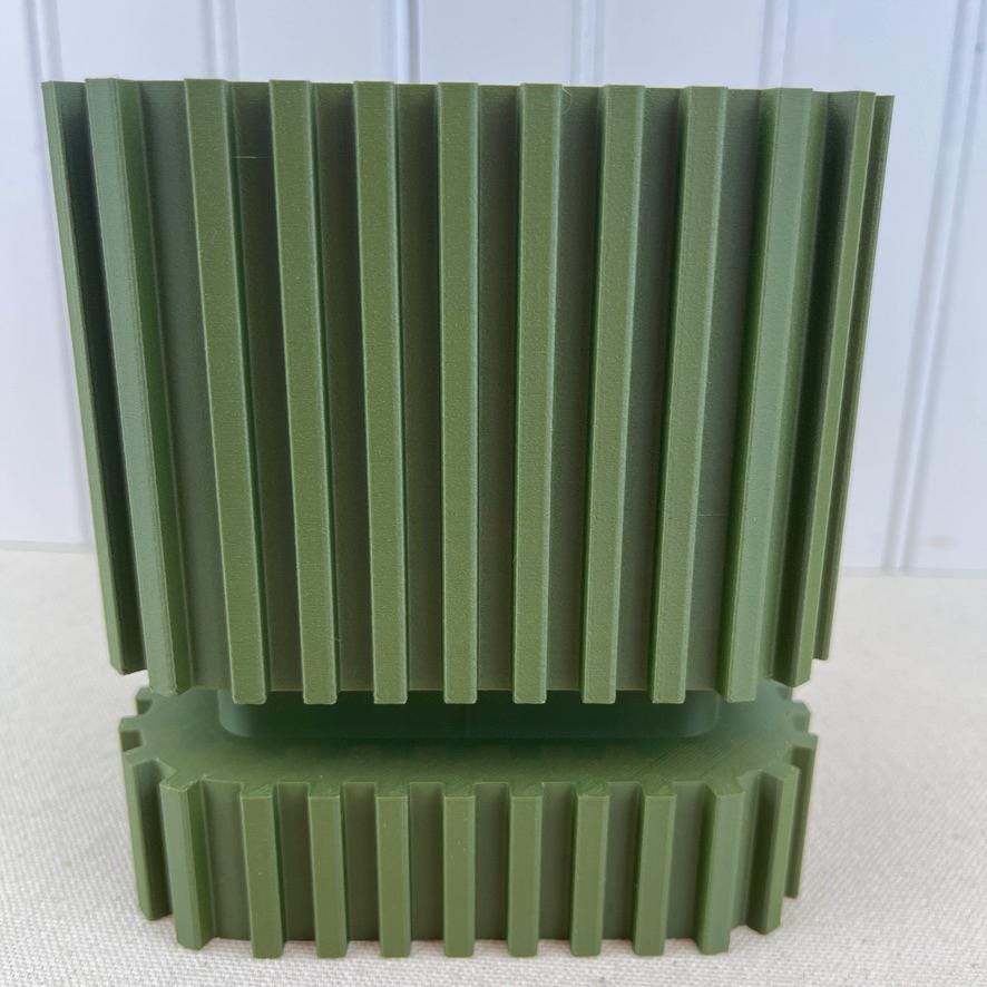 Stripes Planter Pot, Small Indoor Flower Pot with Saucer