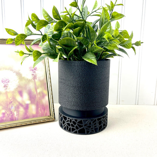 Modern Indoor Planter Pot, Vori Planter Pot 02, Planter with Decorative Base, Textured Flower Pot