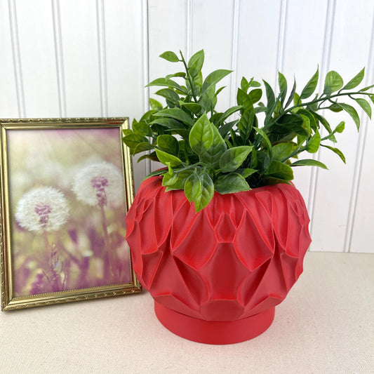Modern Geometric Planter Pot, Vessel Planter Pot, Small Indoor Flower Pot, Modern Planter with Saucer