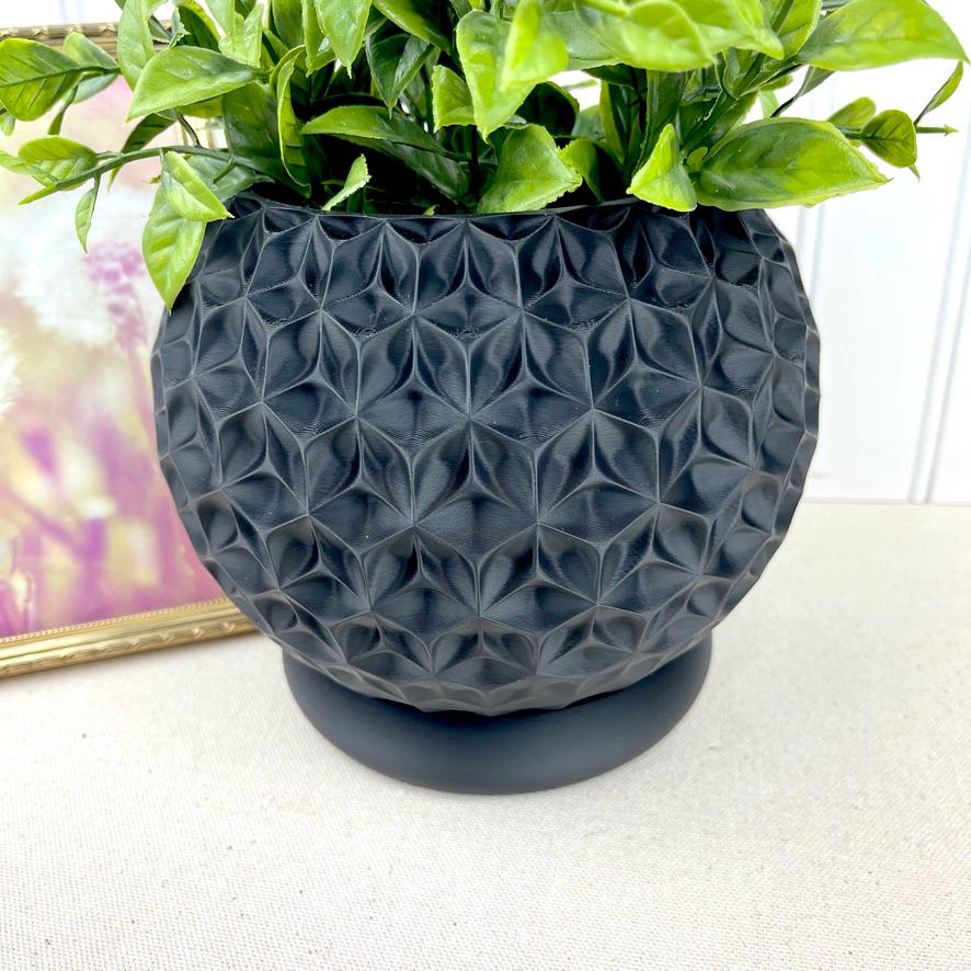 Geometric Planter, Trihex Planter Pot, Faceted Diamond Texture, Indoor Flower Pot