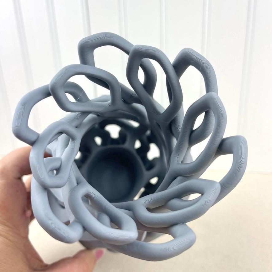 Sculptural Vase, Chain Vase, Wavy Openwork Decorative Vase