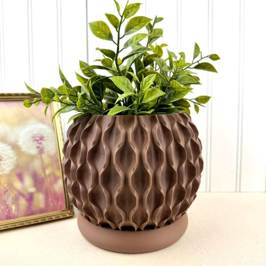 Modern Geometric Planter Pot, Chain Planter Pot, Indoor Flower Pot, Textured Planter
