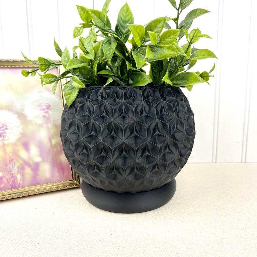 Geometric Planter, Trihex Planter Pot, Faceted Diamond Texture, Indoor Flower Pot