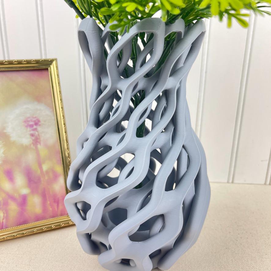 Sculptural Vase, Chain Vase, Wavy Openwork Decorative Vase